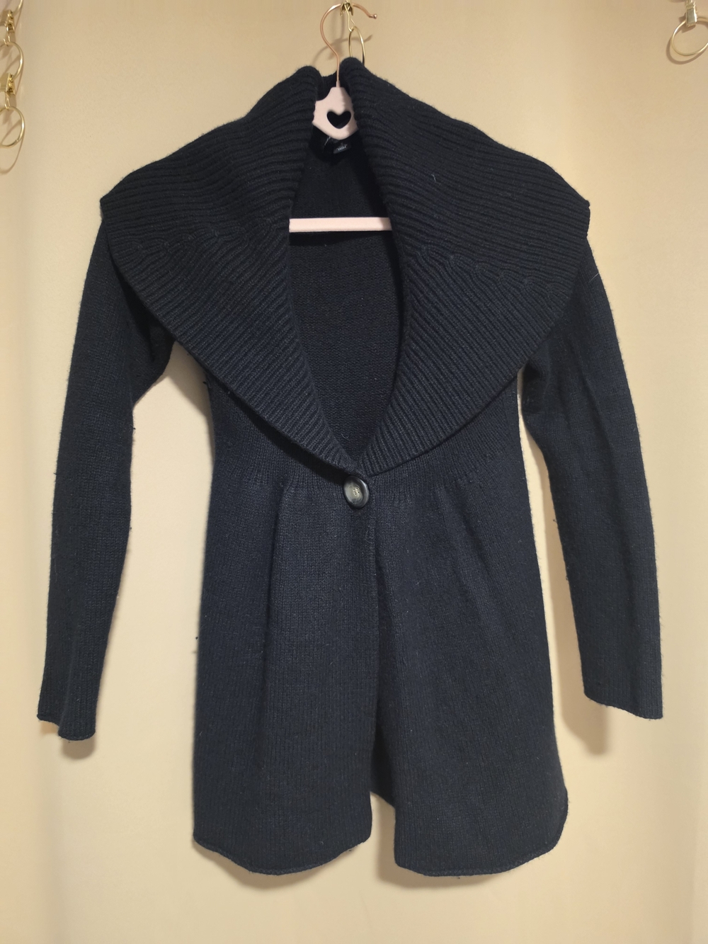 Banana Republic Dark Navy Ribbed Shawl-Collar Button Cardigan